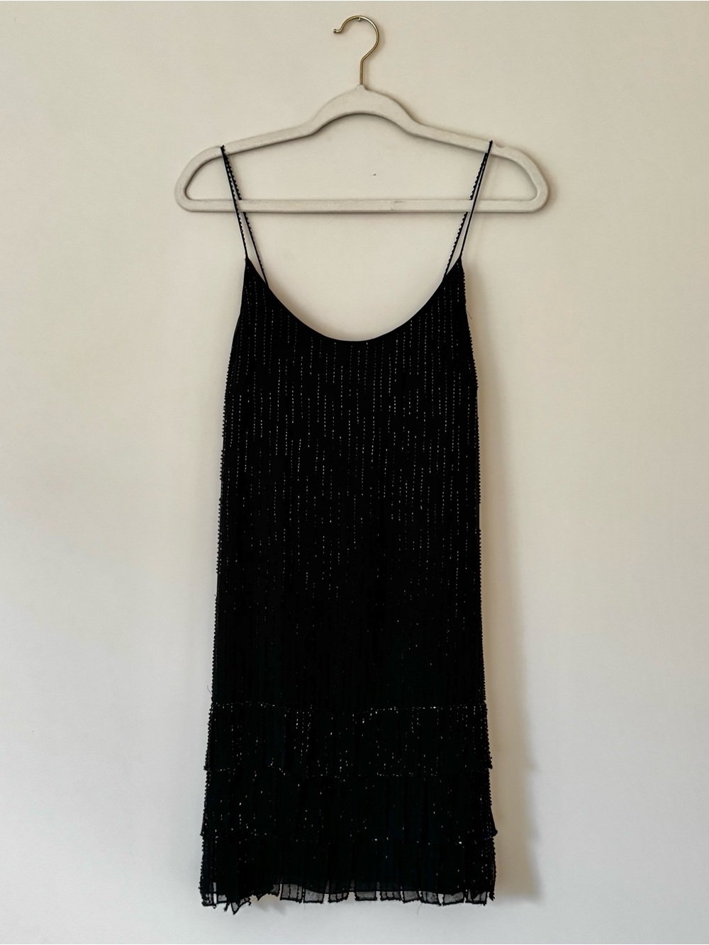 Vintage Y2K Beaded Little Black Dress, Mini Length, Cocktail – Size Small
